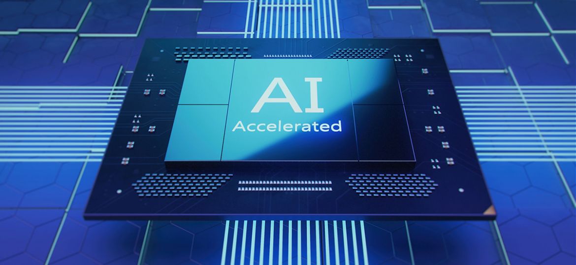 Advanced Computer Processor Chip with AI Acceleration. Futuristic Microchip Connected with Energy Lines.