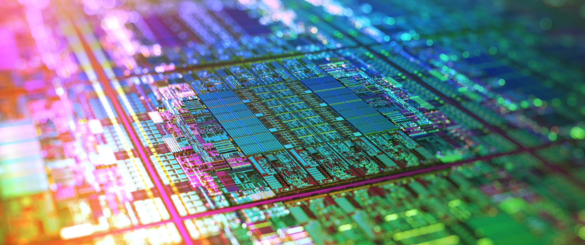 Iridescent silicon microchip / chip design
