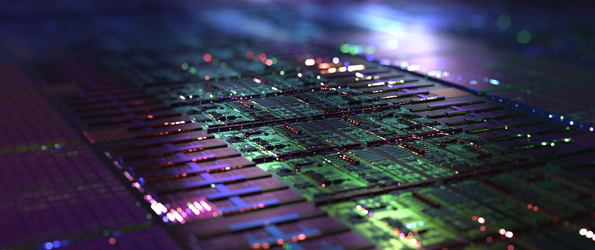 Iridescent silicon microchip / chip design