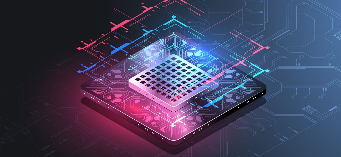 computer chip concept with multiple layers