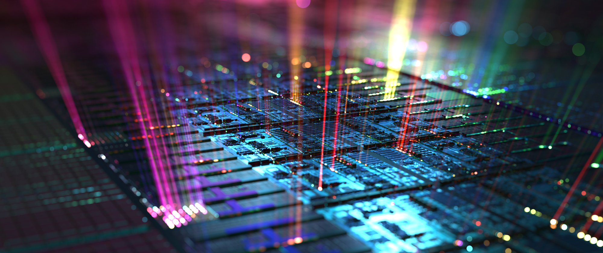 Iridescent silicon microchip / chip design